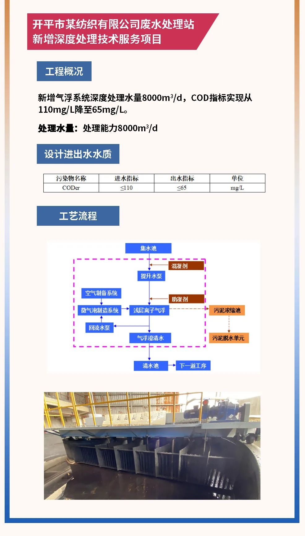 開平某紡織廢水處理站新增深度處理技術(shù)服務(wù)項(xiàng)目